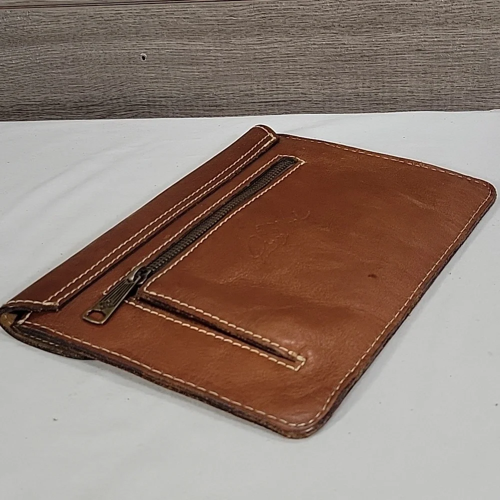 Patricia Nash Brown Leather Clutch Mini Ipad Pouch